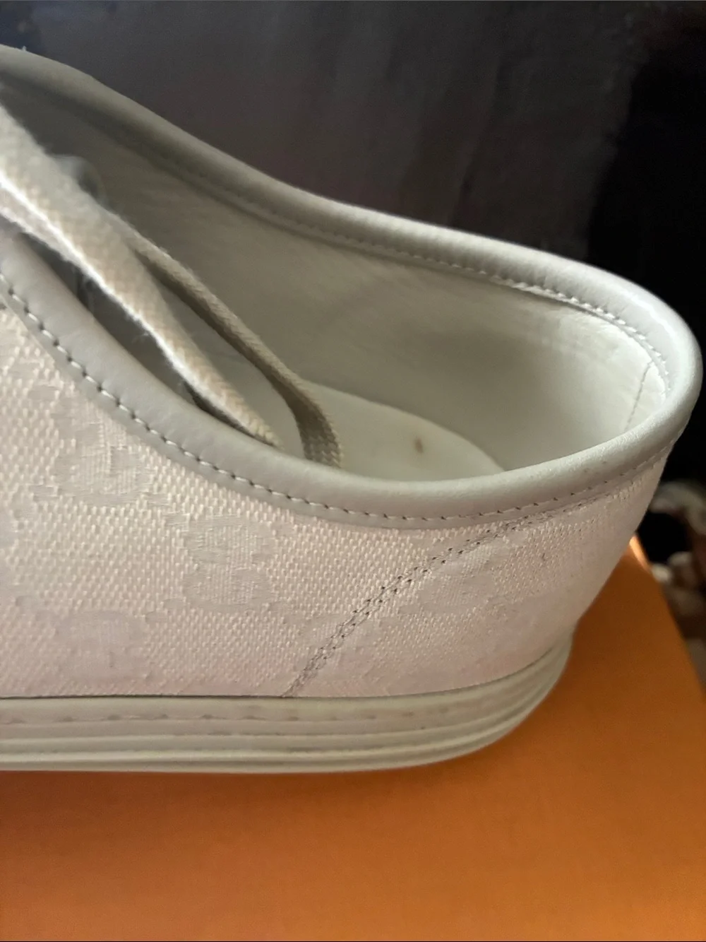 Gucci Beige Cream Canvas & Leather Sneakers